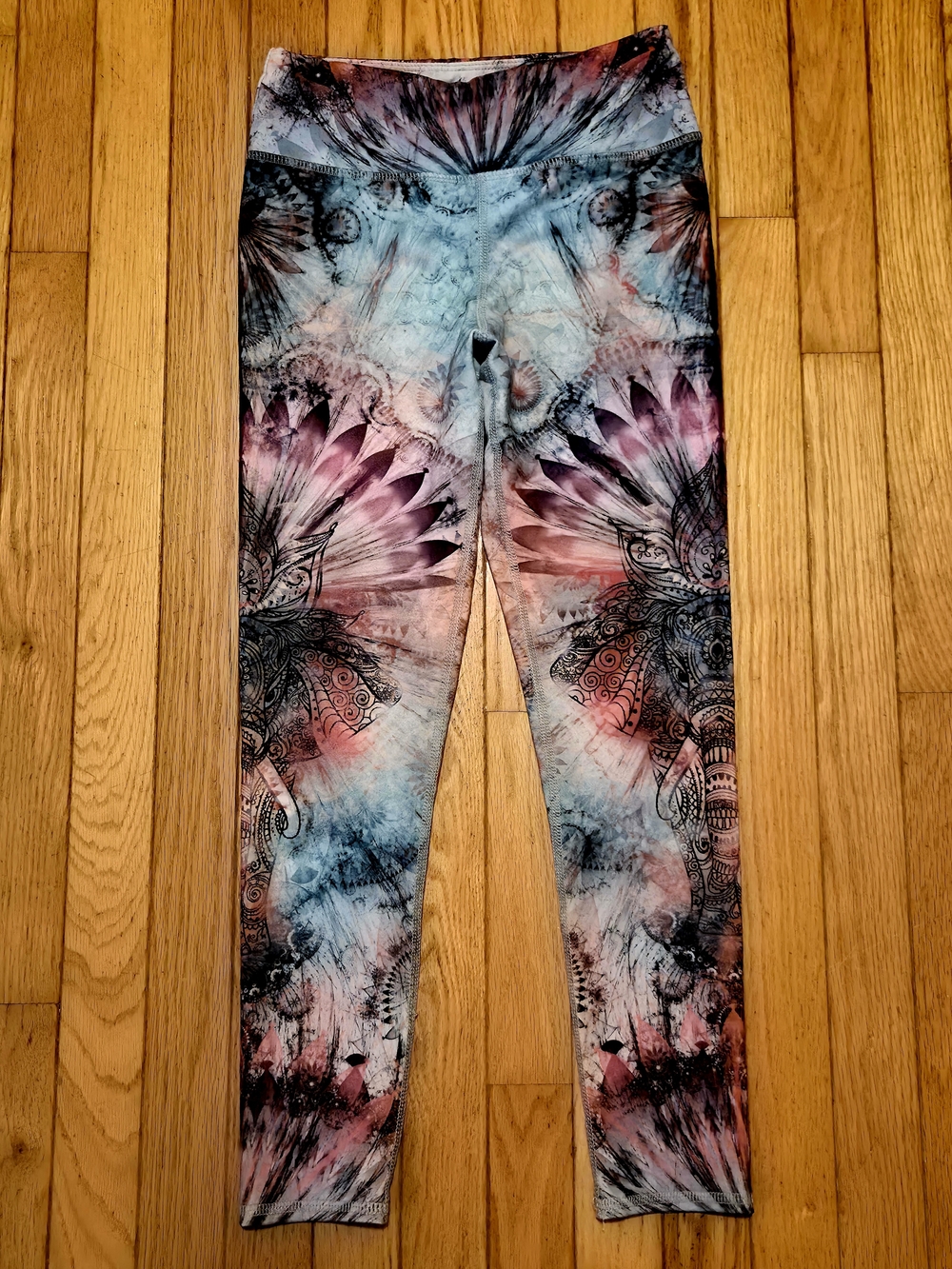 ​Evolution and Creation Yoga Leggings Small Boho Mandala Henna Elephant Cropped